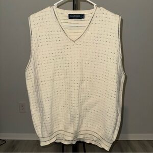Vintage 90s Carmel Classic Men's L Textured Golf Pullover V-Neck Off White Vest